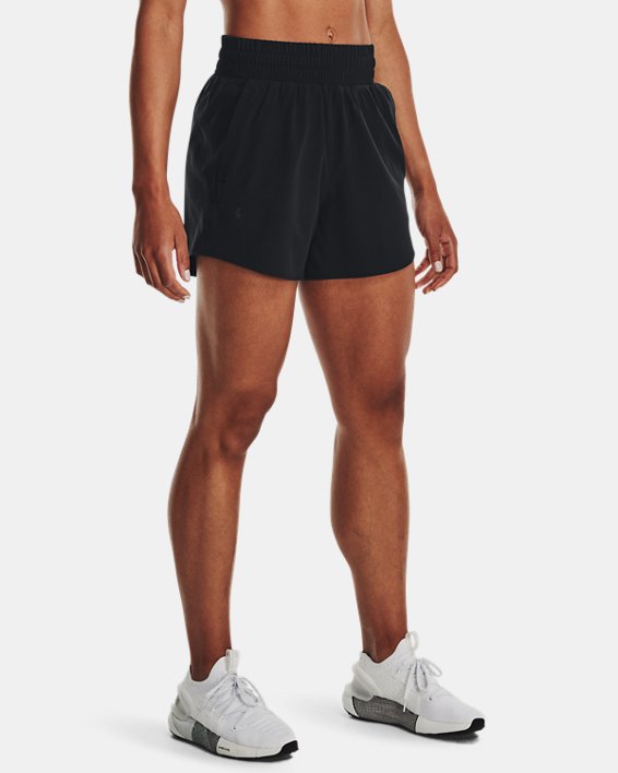Shorts tejidos de 13 cm UA Flex para mujer, Black, pdpMainDesktop image number 0